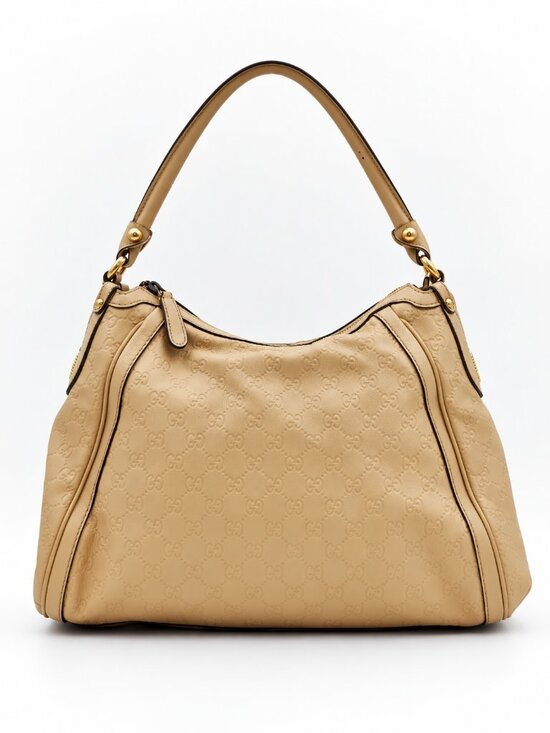 Gucci Handbags - Gucci Guccissima Leather Hobo Shoulder Bag Beige Large Tote 282297